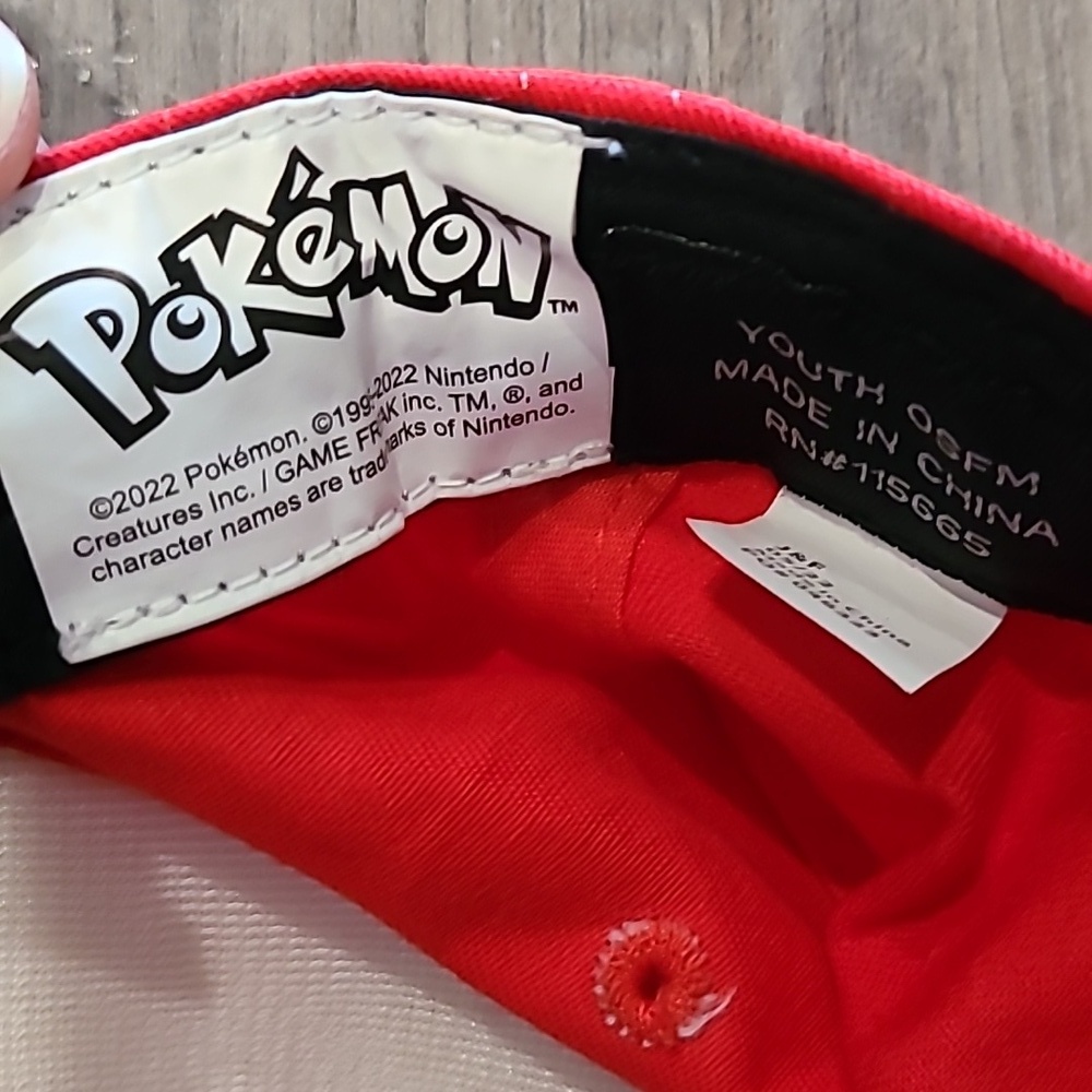 Red Pokémon Ball Youth Baseball Cap - Picture 3 of 4